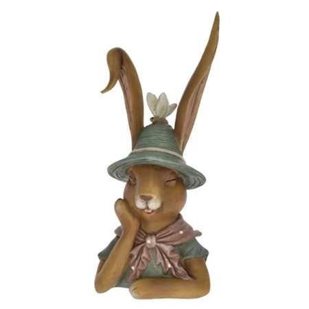 Dekoráció nyúl kalapban poly 2x2x5,5cm barna,zöld