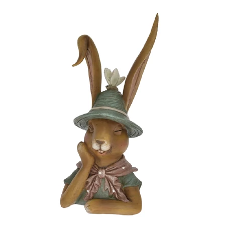 Dekoráció nyúl kalapban poly 2x2x5,5cm barna,zöld