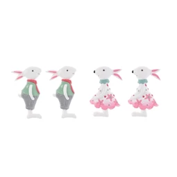 Húsvéti Őrület Dekoráció nyúl lány/fiú öntapadós poly 3,5cm fehér, zöld 4db/csomag