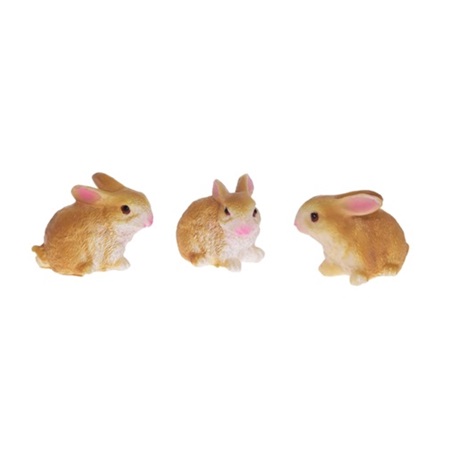 Dekoráció nyúl poly 4,5x3,2cm 3db/csomag barna