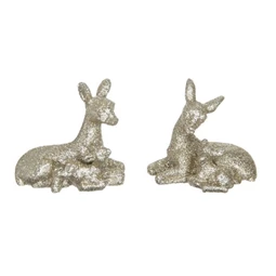 Dekoráció őzike glitteres, poly 6,3x3,5x5,8cm, arany, 2db/csomag