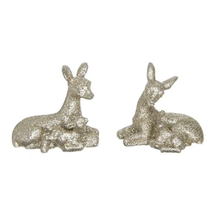 Dekoráció őzike glitteres, poly 6,3x3,5x5,8cm, arany, 2db/csomag