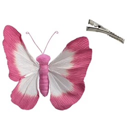 Dekoráció pillangó csiptetős 20 cm rózsaszín