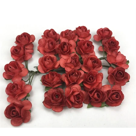 Dekoráció rózsa, papír 1,6cm 25db/csomag piros