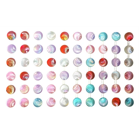 Dekoráció strasszkő öntapadós kör, kagyló minta, vegyes színek, irrizáló