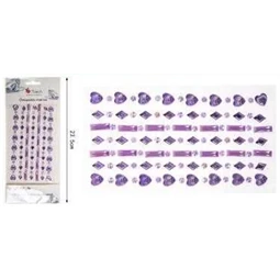 Dekoráció strasszkő öntapadós vegyes minta, lila