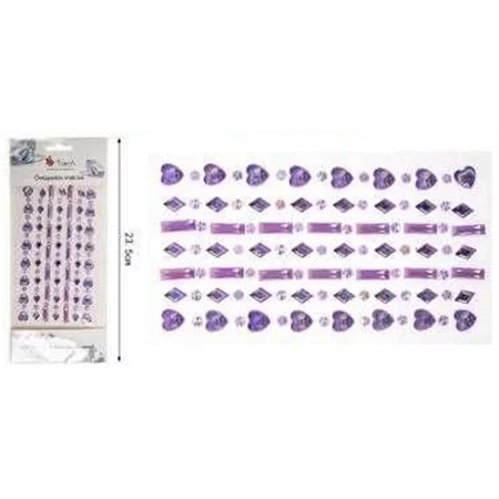 Dekoráció strasszkő öntapadós vegyes minta, lila