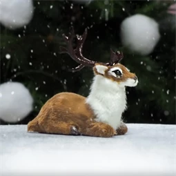 Dekoráció szarvas ülő, fekvő 10,5cm barna