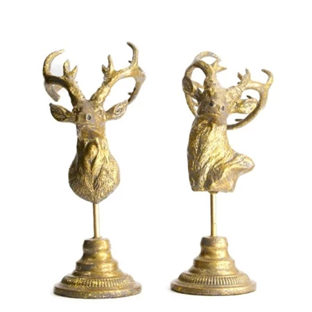 Dekoráció szarvasfej dekor álló poly 11x9x20,5cm arany 2 féle 1db, figura nem választható