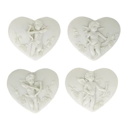 Dekoráció szív angyallal mágneses poly 5,4x1,6x4,5 cm fehér 4 féle 1db, figura nem választható