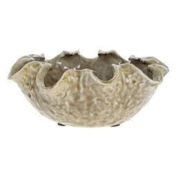 Dekoráció tál kerámia 33x28,5x11,5cm világosbarna