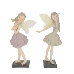 Dekoráció tündér álló műanyag 12x13x26cm bézs, lila 2 féle 1db, figura nem választható