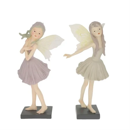 Dekoráció tündér álló műanyag 12x13x26cm bézs, lila 2 féle 1db, figura nem választható