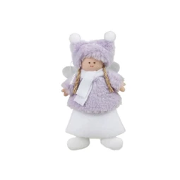 Dekoráció tündér sapkában akasztós textil 17 cm lila 4db/csomag