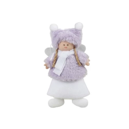 Dekoráció tündér sapkában akasztós textil 17 cm lila 4db/csomag