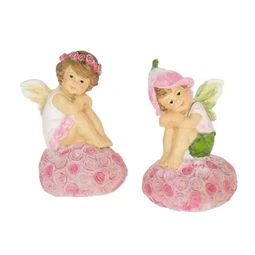 Dekoráció tündér virágszíven ülő poly 7,5x6,7x11,5cm rózsaszín 2 féle 1db, figura nem választható