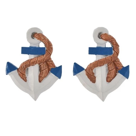 Dekoráció vasmacska kötéllel öntapadós poly 5,3x4,1x0,9cm kék,fehér 2db/csomag