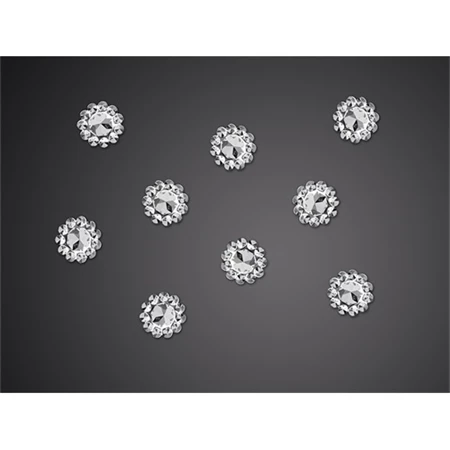 Dekoráció virág, 1cm ezüst, 10db/csomag