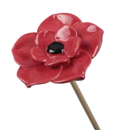 Dekoráció virág betűzős kerámia 6.5cm piros