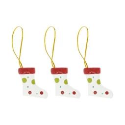 Dekoráció zokni pöttyös mintával, akasztós poly 4,1x1,3x4,1 cm fehér, piros 3db/csomag