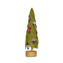 Dekorációs fenyőfa textil, 30 cm, zöld-piros