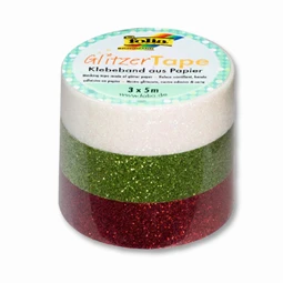 Dekorációs ragasztószalag 3db 15mm x 5m glitteres ragasztószalag, csillogó fehér, zöld, piros WASHI TAPE