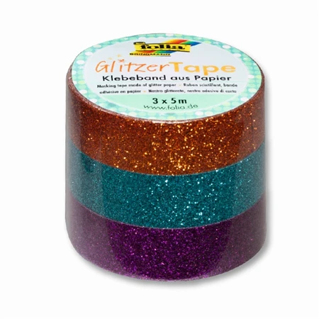 Dekorációs ragasztószalag 3db 15mm x 5m glitteres ragasztószalag, csilogó réz, türkiz, lila WASHI TAPE