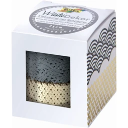 Dekorációs ragasztószalag rizspapírból, csipke szegéllyel, 2db/csomag 25mmx5m szürke/arany