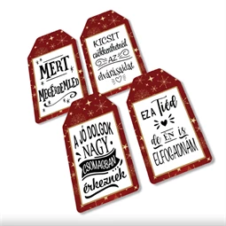 Dekorációs tábla, ajándékkísérő, nyomatott karton tábla 2mm-es, 7x4cm humoros, Mert megérdemled 4db/csomag