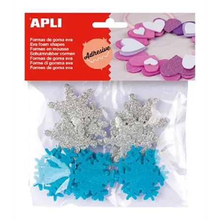 Dekorgumi hópihe APLI Eva Sheets öntapadó,glitteres, kék és ezüst színek, 22db/csomag