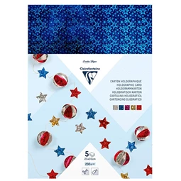 Dekorkarton 25x35cm Clairefontaine metal holografikus 195gr 5ív/csomag vegyes színekben