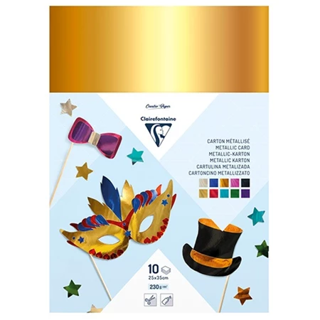 Dekorkarton 25x35cm Clairefontaine metal aluminium 255g 10ív/csomag vegyes szinek