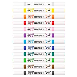 Dekormarker készlet 12db-os akril, 1-2 mm, kétvégű, KORES  K-Kreative, szinte mindenre jó
