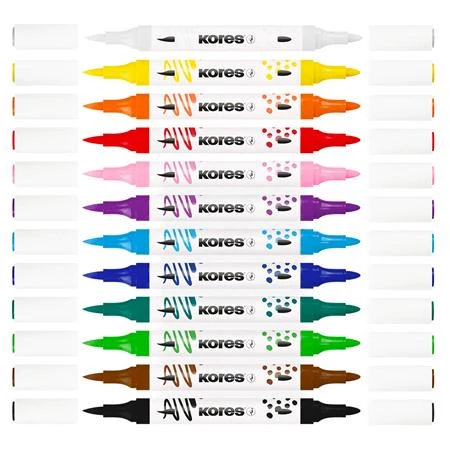 Dekormarker készlet 12db-os akril, 1-2 mm, kétvégű, KORES  K-Kreative, szinte mindenre jó