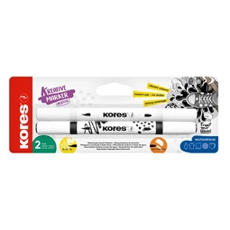 Dekormarker készlet 2db-os akril, 1-2 mm, kétvégű, KORES  K-Kreative, fehér és fekete, szinte mindenre jó