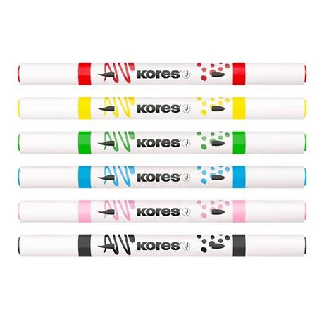 Dekormarker készlet 6db-os akril, 1-2 mm, kétvégű, KORES  K-Kreative, szinte mindenre jó