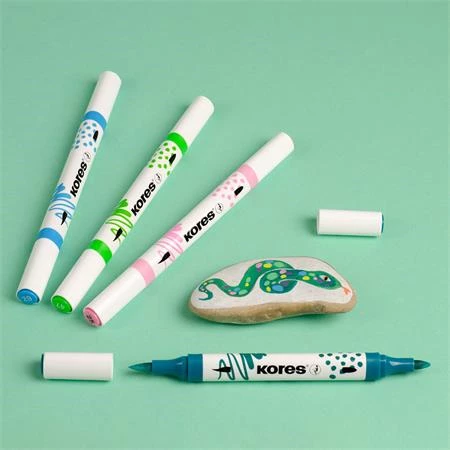 Dekormarker készlet 6db-os akril, 1-2 mm, kétvégű, KORES  K-Kreative, szinte mindenre jó