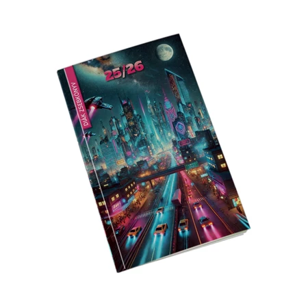 Diák zsebkönyv REALSYSTEM papírborító 125x205mm cyberpunk 2025-2026