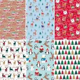 Díszcsomagoló papír 70x200cm Clairefontaine/Eurowrap tekercses 57g karácsonyi vegyes minták