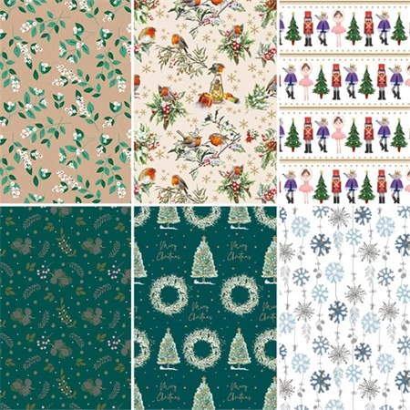 Díszcsomagoló papír 70x200cm Clairefontaine/Eurowrap tekercses 57g karácsonyi vegyes minták