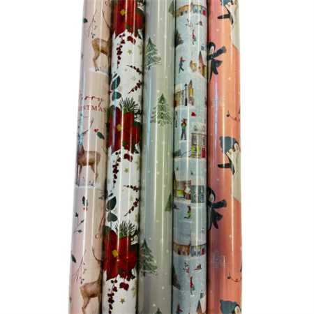 Díszcsomagoló papír 70x200cm Clairefontaine/Eurowrap tekercses 57g karácsonyi vegyes minták