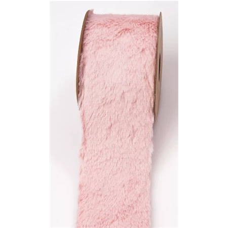Díszkötöző szalag bársonyos szőrme 63mmx2,7m púder rózsaszín