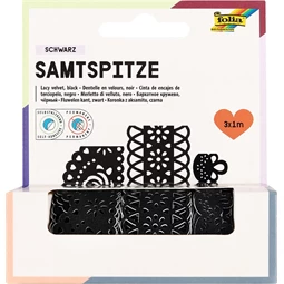 Díszkötöző szalag csipke 3x1 méter, öntapadós, folklore fekete