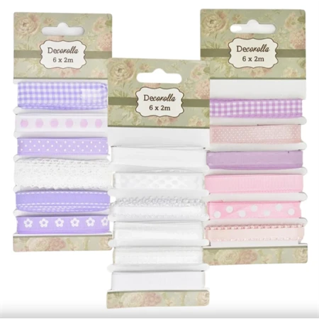 Díszkötöző szalag csipke 6 féle 2m lila