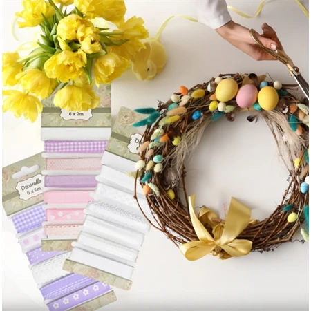 Díszkötöző szalag csipke 6 féle 2m lila