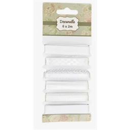 Díszkötöző szalag csipke 6x2m fehér