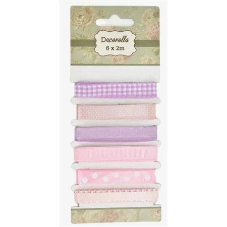 Díszkötöző szalag csipke 6x2m rózsaszín