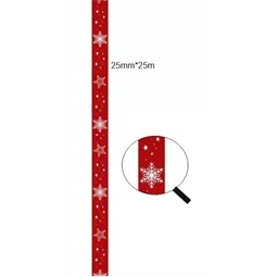 Díszkötöző szalag szatén 25mm x 25m bordó, hópihés