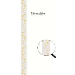 Díszkötöző szalag szatén 25mm x 25m csillagok