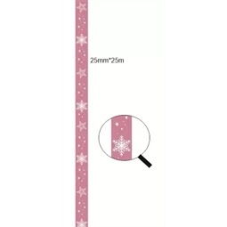 Díszkötöző szalag szatén 25mm x 25m sötétrózsaszín, hópihés